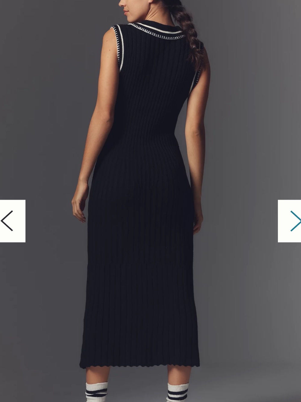 En Saison Granger Sleeveless Collared Black Knit Midi Dress Size S EUC - Picture 3 of 14